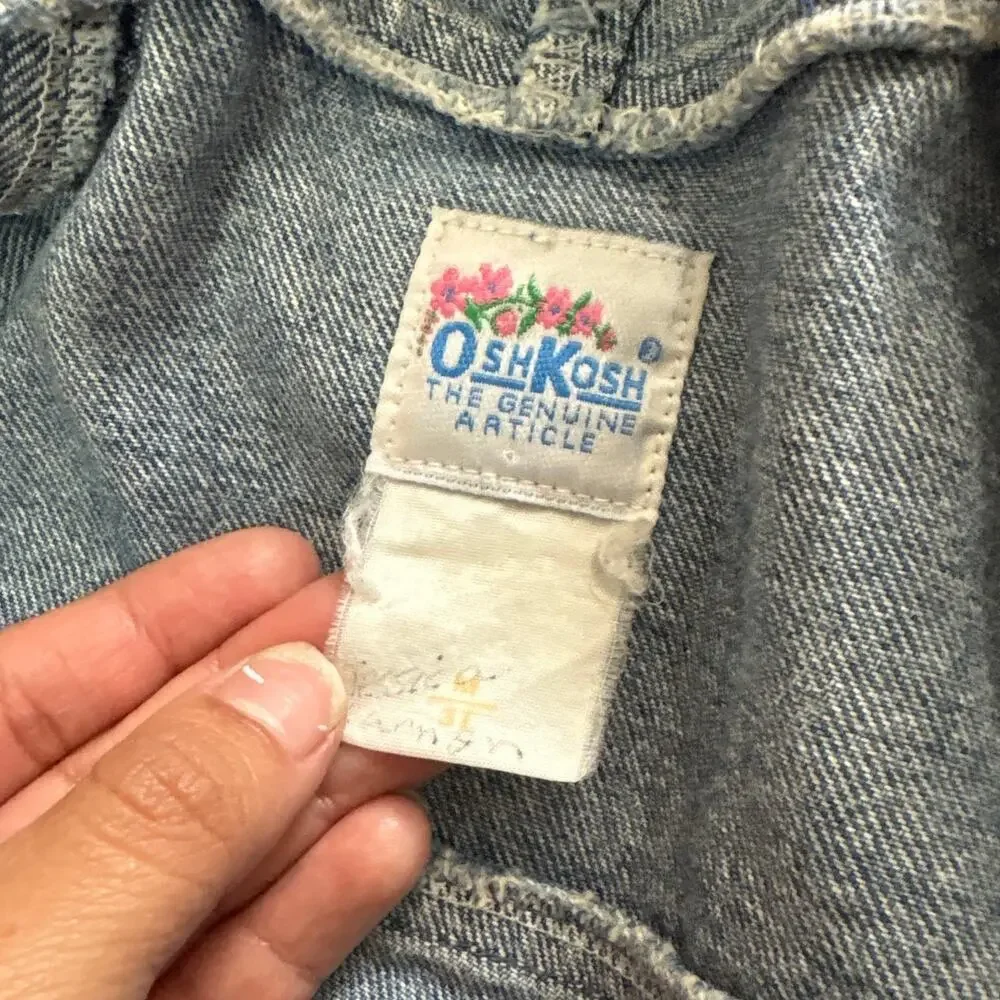 OshKosh B'Gosh Vintage 90s Y2k Denim Jacket Bomber Rare Girls 3T Back to School
